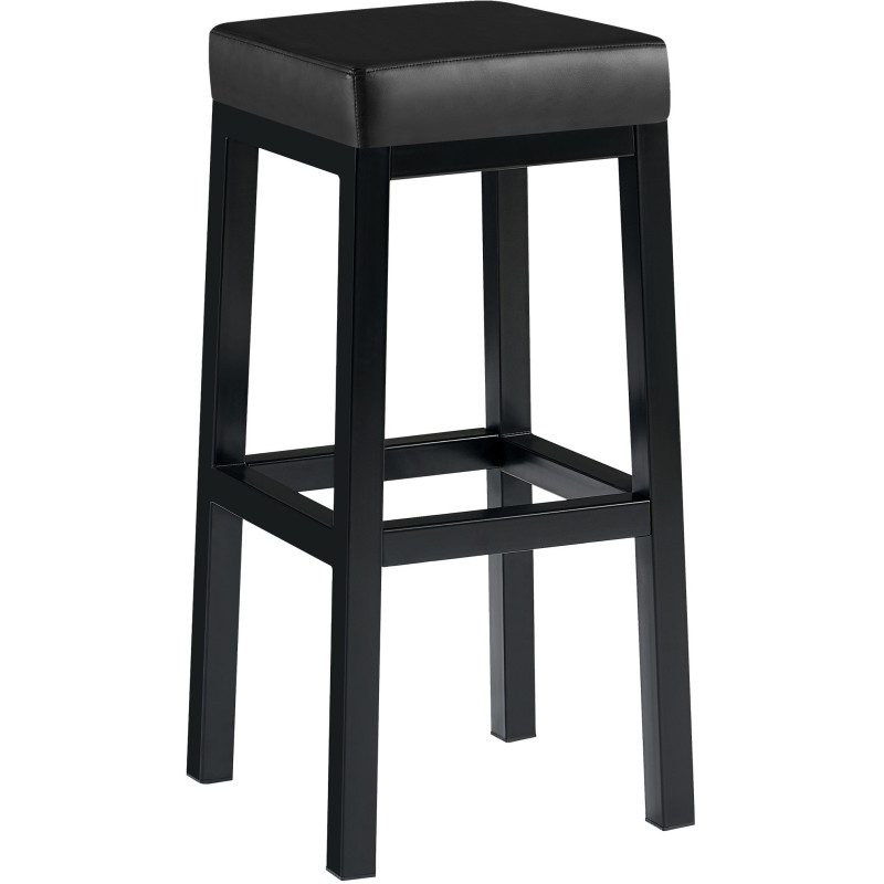 Tabouret de bar carré Hauteur 85 cm en Polyuréthane Noir Métal Noir Havria - 1