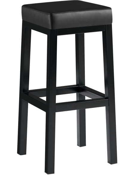 Tabouret de bar carré Hauteur 85 cm en Polyuréthane Noir Métal Noir Havria - 1