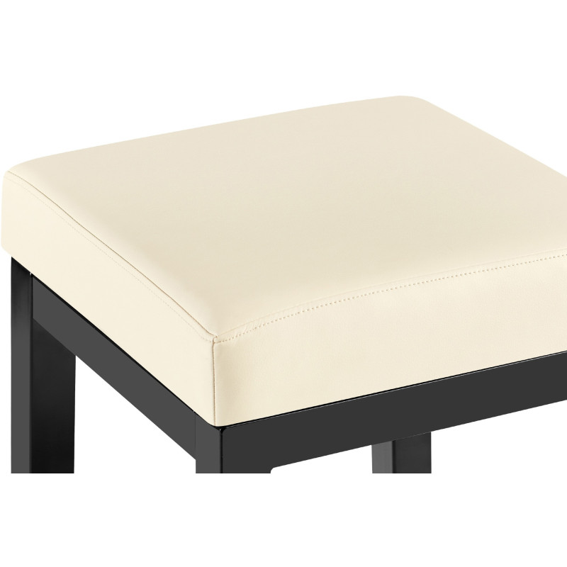 Tabouret de bar carré Hauteur 85 cm en Polyuréthane Blanc crème Métal Noir Havria - 2