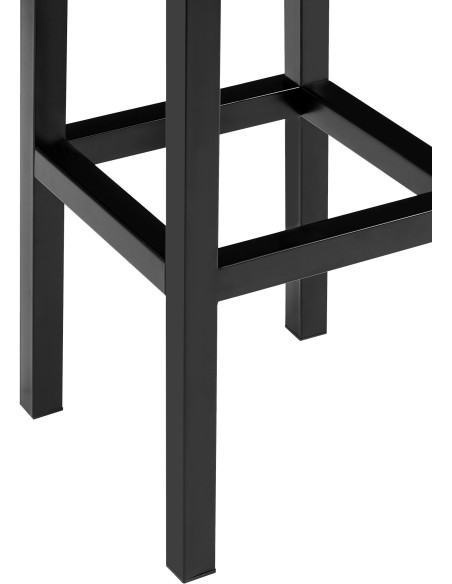 Tabouret de bar carré Hauteur 85 cm en Polyuréthane Blanc crème Métal Noir Havria - 3