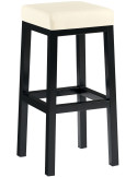 Tabouret de bar carré 85 cm assise crème polyuréthane métal noir Havria