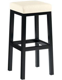 Tabouret de bar carré Hauteur 85 cm en Polyuréthane Blanc crème Métal Noir Havria - 1