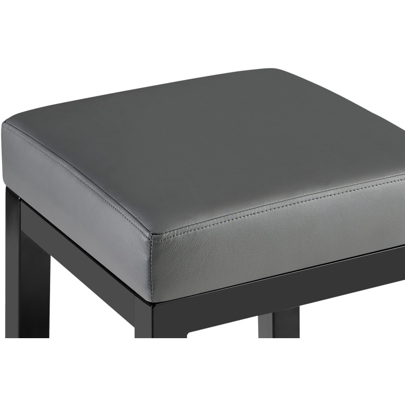 Tabouret de bar carré Hauteur 85 cm en Polyuréthane Gris Métal Noir Havria - 2