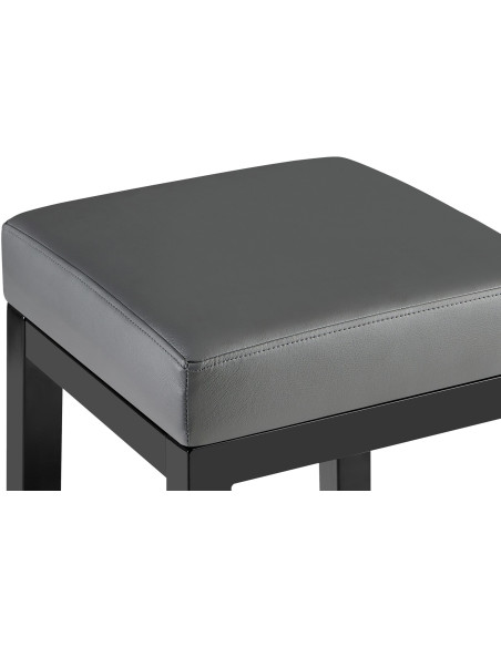 Tabouret de bar carré Hauteur 85 cm en Polyuréthane Gris Métal Noir Havria - 2