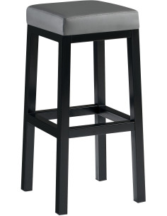 Tabouret de bar carré Hauteur 85 cm en Polyuréthane Gris Métal Noir Havria - 1