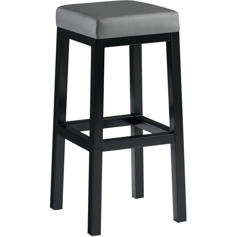 Tabouret de bar carré Hauteur 85 cm en Polyuréthane Gris Métal Noir Havria - 1