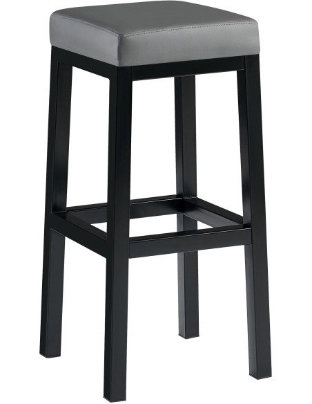Tabouret de bar carré Hauteur 85 cm en Polyuréthane Gris Métal Noir Havria - 1
