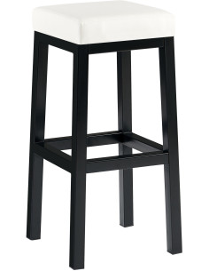 Tabouret de bar carré Hauteur 85 cm en Polyuréthane Blanc Métal Noir Havria - 1