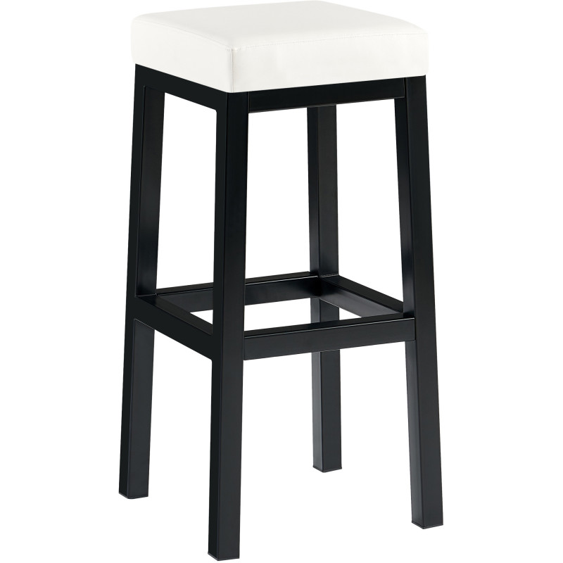 Tabouret de bar carré Hauteur 85 cm en Polyuréthane Blanc Métal Noir Havria - 1