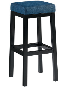 Tabouret de bar carré Hauteur 85 cm en Tissu Bleu Métal Noir Havria - 1