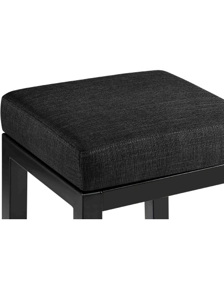 Tabouret de bar carré Hauteur 85 cm en Tissu Gris foncé Métal Noir Havria - 2