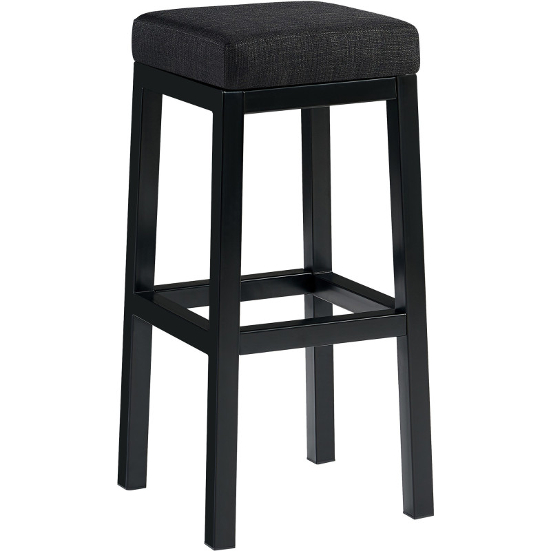 Tabouret de bar carré Hauteur 85 cm en Tissu Gris foncé Métal Noir Havria - 1