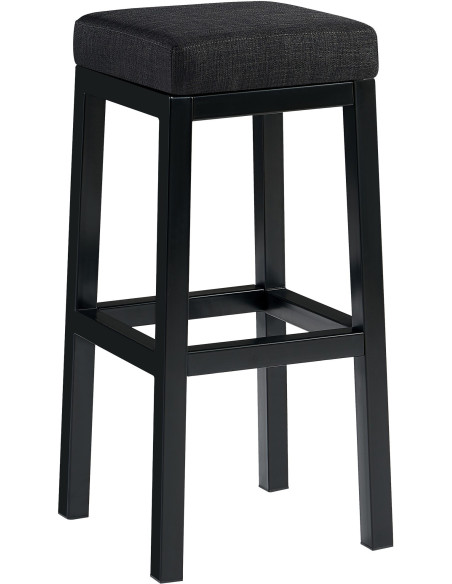 Tabouret de bar carré Hauteur 85 cm en Tissu Gris foncé Métal Noir Havria - 1