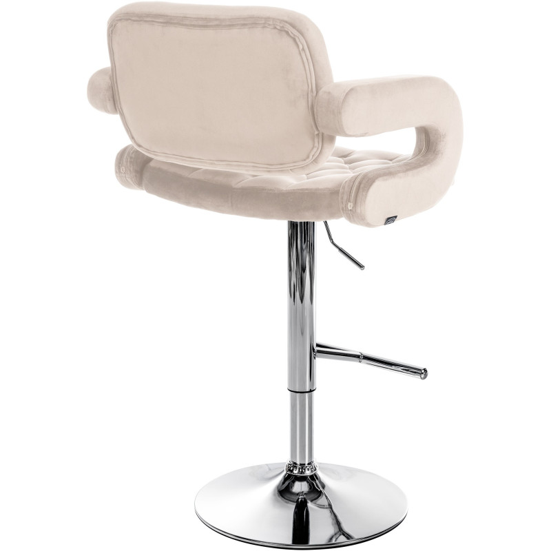 Tabouret de bar haut de gamme en Velours Blanc crème Métal Argenté Nyvris - 5