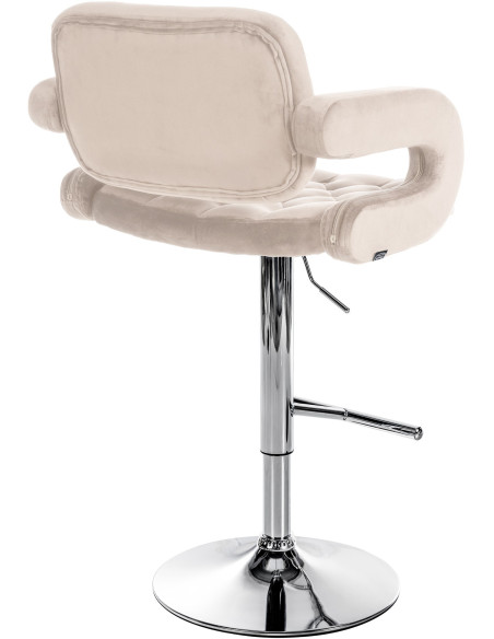Tabouret de bar haut de gamme en Velours Blanc crème Métal Argenté Nyvris - 5