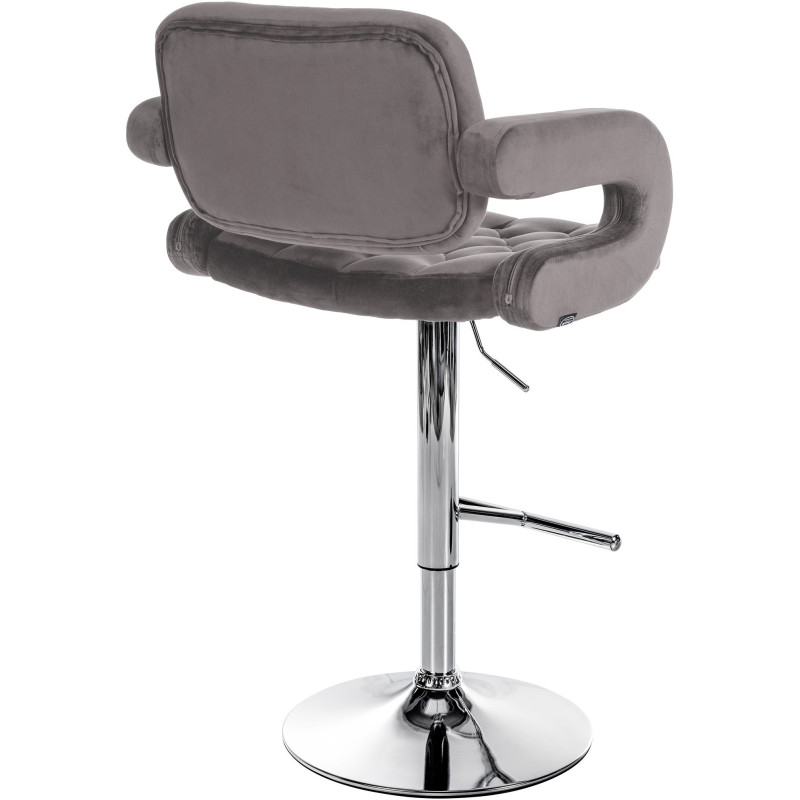 Tabouret de bar haut de gamme en Velours Gris Métal Argenté Nyvris - 5