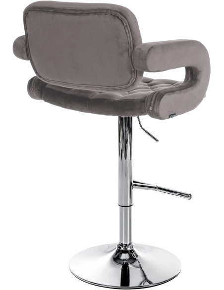 Tabouret de bar haut de gamme en Velours Gris Métal Argenté Nyvris - 5