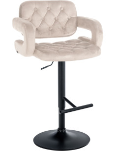 Tabouret de bar haut de gamme en Velours Blanc crème Métal Noir Nyvris - 1