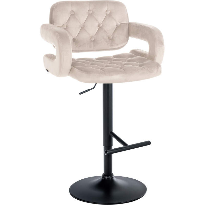 Tabouret de bar haut de gamme en Velours Blanc crème Métal Noir Nyvris - 1