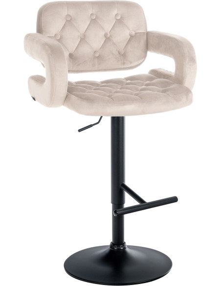Tabouret de bar haut de gamme en Velours Blanc crème Métal Noir Nyvris - 1