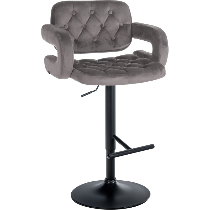 Tabouret de bar haut de gamme en Velours Gris Métal Noir Nyvris - 1