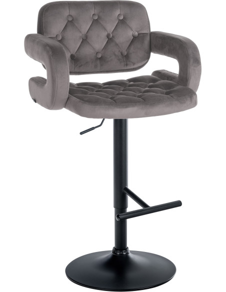 Tabouret de bar haut de gamme en Velours Gris Métal Noir Nyvris - 1