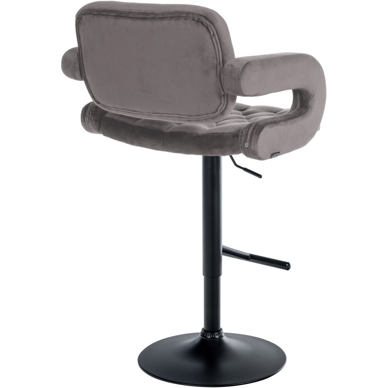 Tabouret de bar haut de gamme en Velours Gris Métal Noir Nyvris - 5