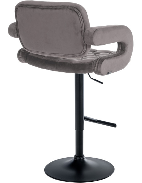 Tabouret de bar haut de gamme en Velours Gris Métal Noir Nyvris - 5