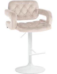 Tabouret de bar haut de gamme en Velours Blanc crème Métal Blanc Nyvris - 1
