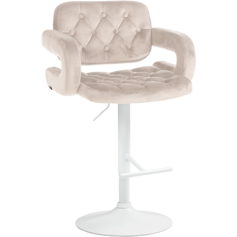 Tabouret de bar haut de gamme en Velours Blanc crème Métal Blanc Nyvris - 1