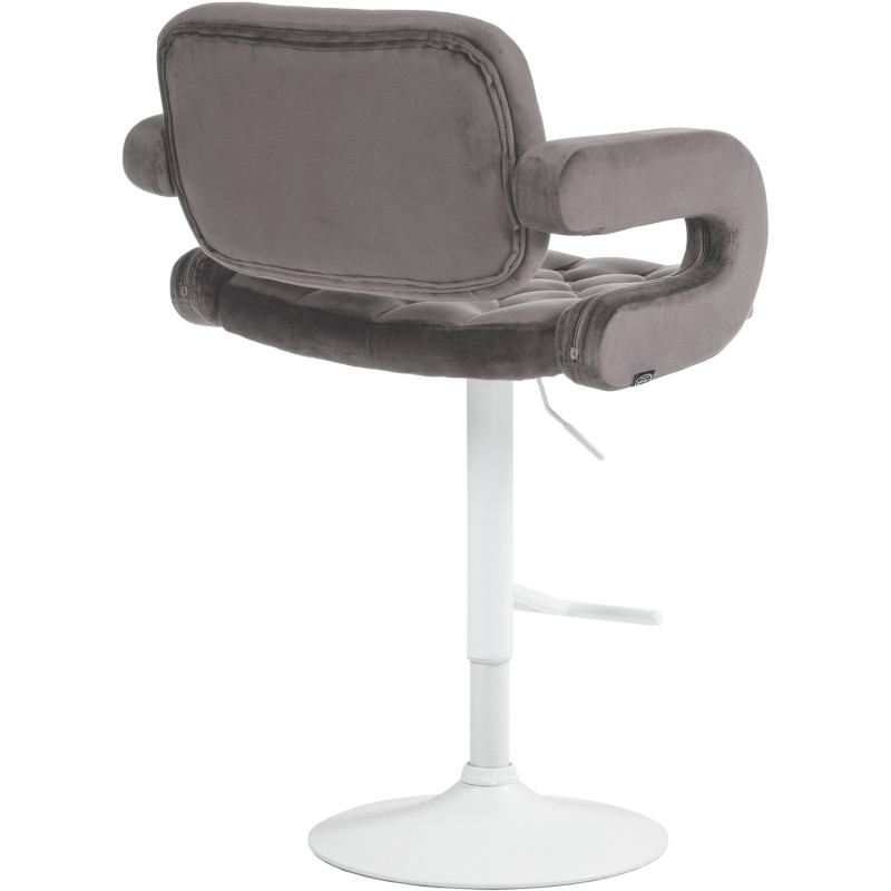 Tabouret de bar haut de gamme en Velours Gris Métal Blanc Nyvris - 2