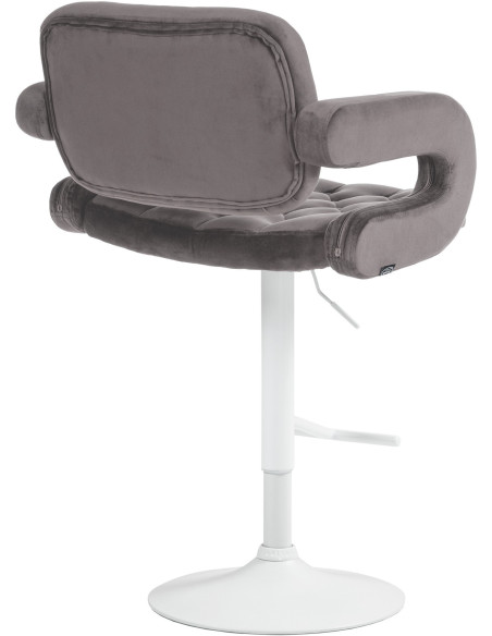 Tabouret de bar haut de gamme en Velours Gris Métal Blanc Nyvris - 2