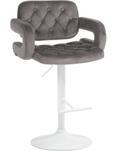 Tabouret de bar haut de gamme en Velours Gris Métal Blanc Nyvris - 1