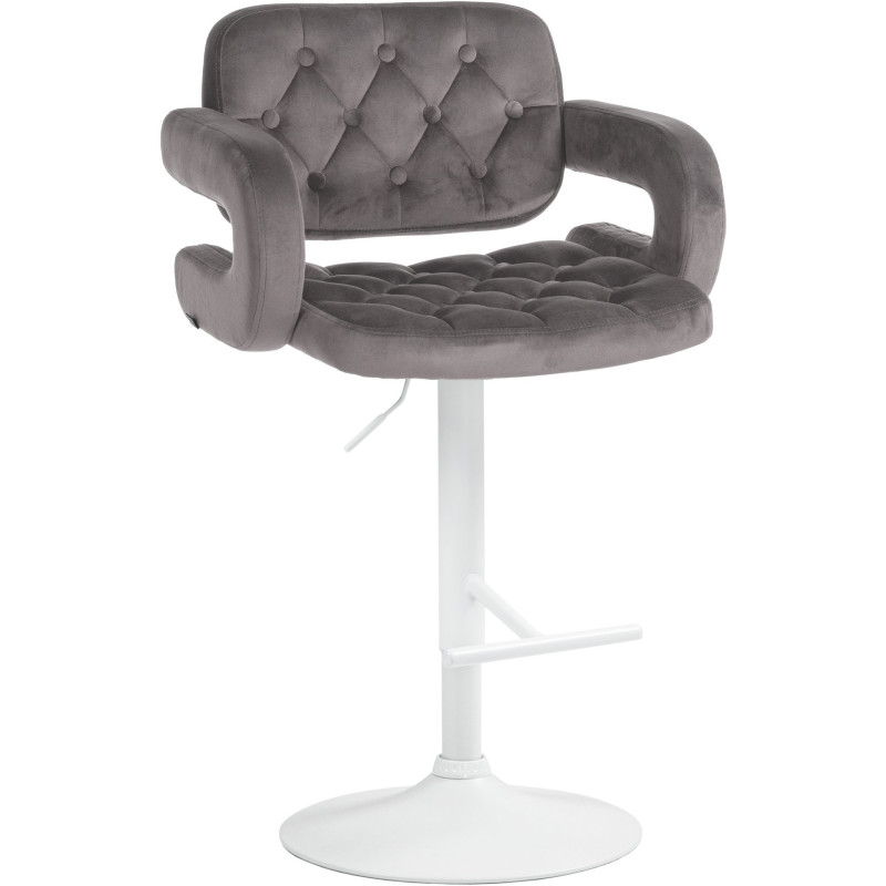 Tabouret de bar haut de gamme en Velours Gris Métal Blanc Nyvris - 1