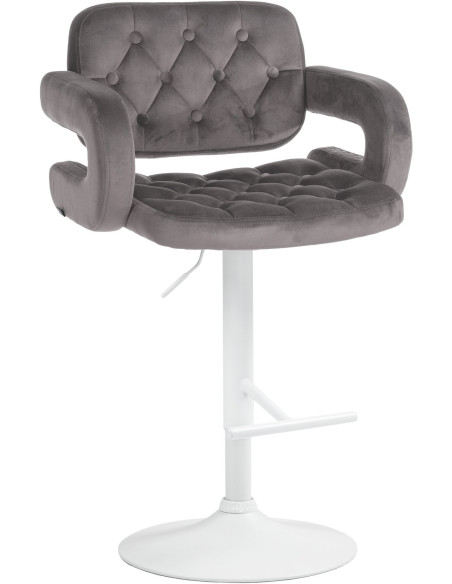 Tabouret de bar haut de gamme en Velours Gris Métal Blanc Nyvris - 1
