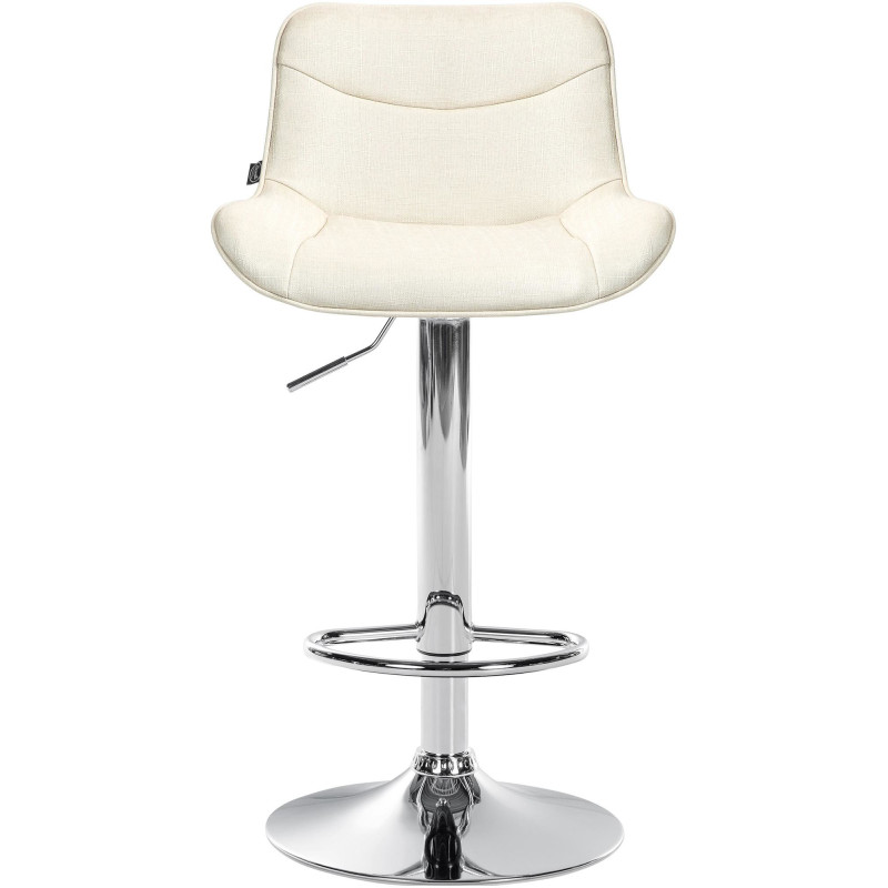 Tabouret de bar design en Tissu Blanc crème Métal Argenté Fylven - 2