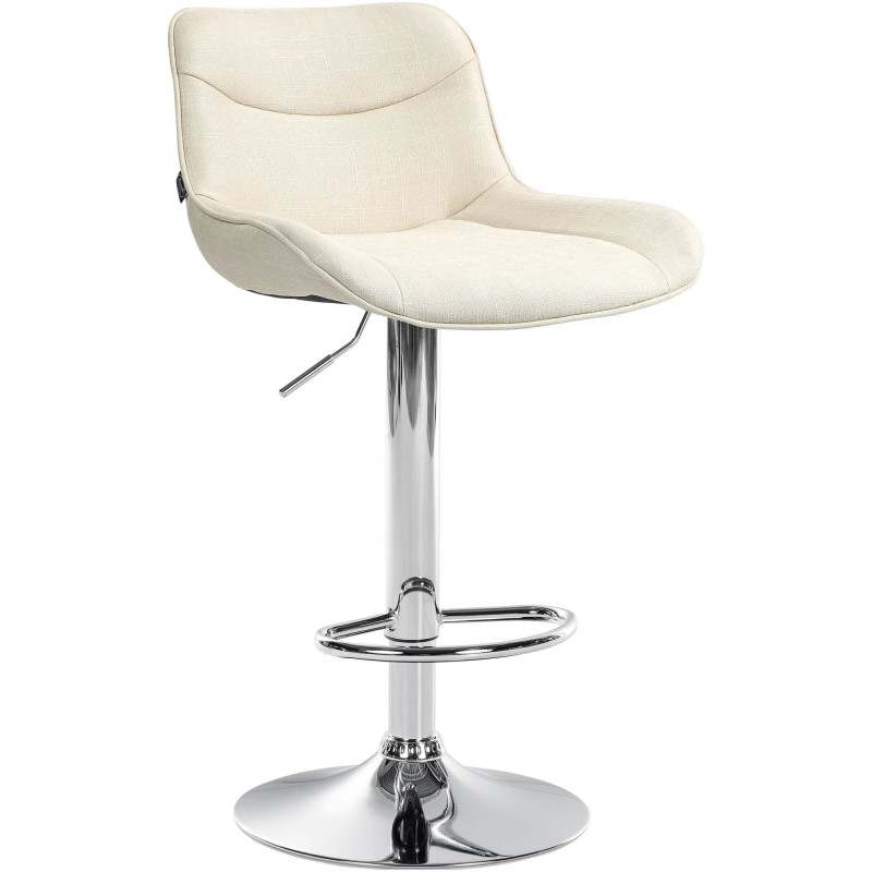 Tabouret de bar design en Tissu Blanc crème Métal Argenté Fylven - 1