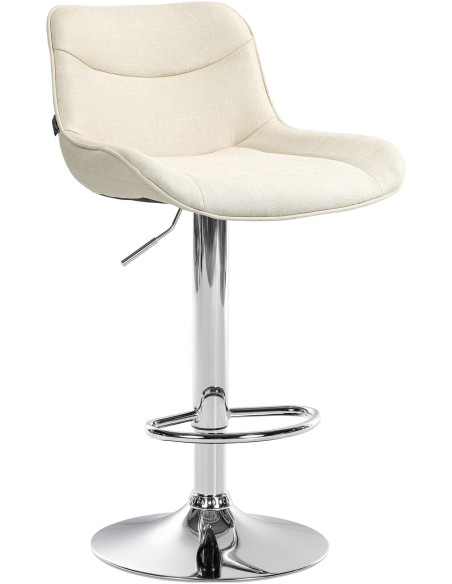 Tabouret de bar design en Tissu Blanc crème Métal Argenté Fylven - 1