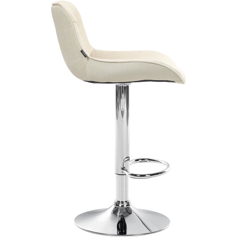 Tabouret de bar design en Tissu Blanc crème Métal Argenté Fylven - 3