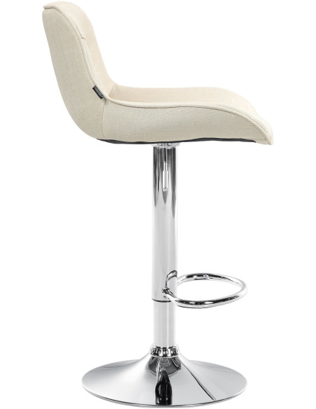 Tabouret de bar design en Tissu Blanc crème Métal Argenté Fylven - 3