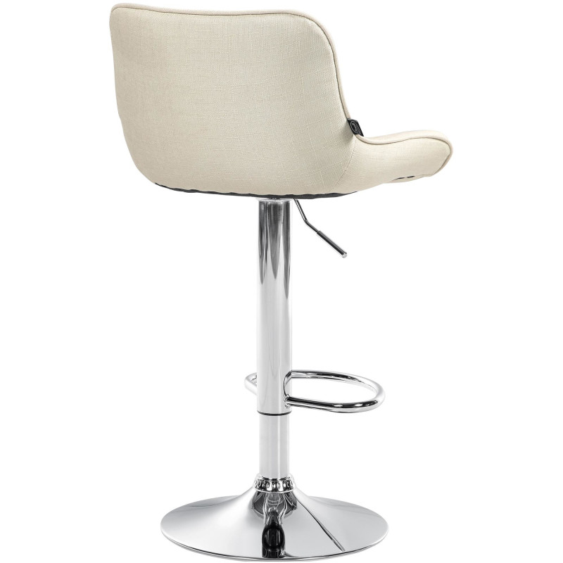 Tabouret de bar design en Tissu Blanc crème Métal Argenté Fylven - 4