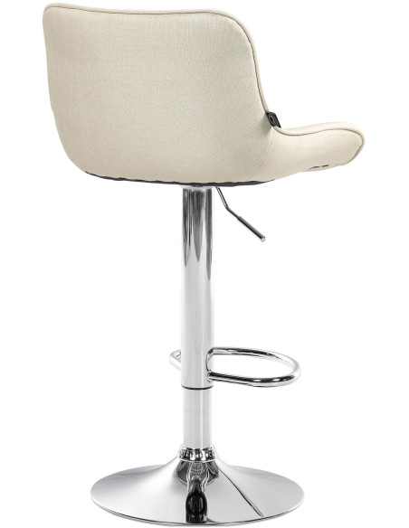 Tabouret de bar design en Tissu Blanc crème Métal Argenté Fylven - 4
