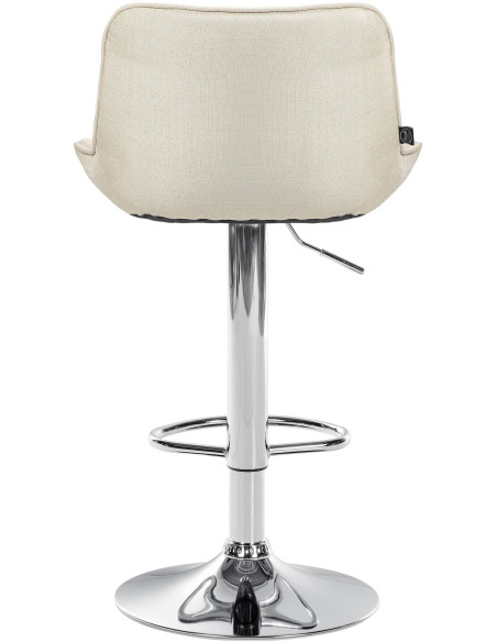 Tabouret de bar design en Tissu Blanc crème Métal Argenté Fylven - 5