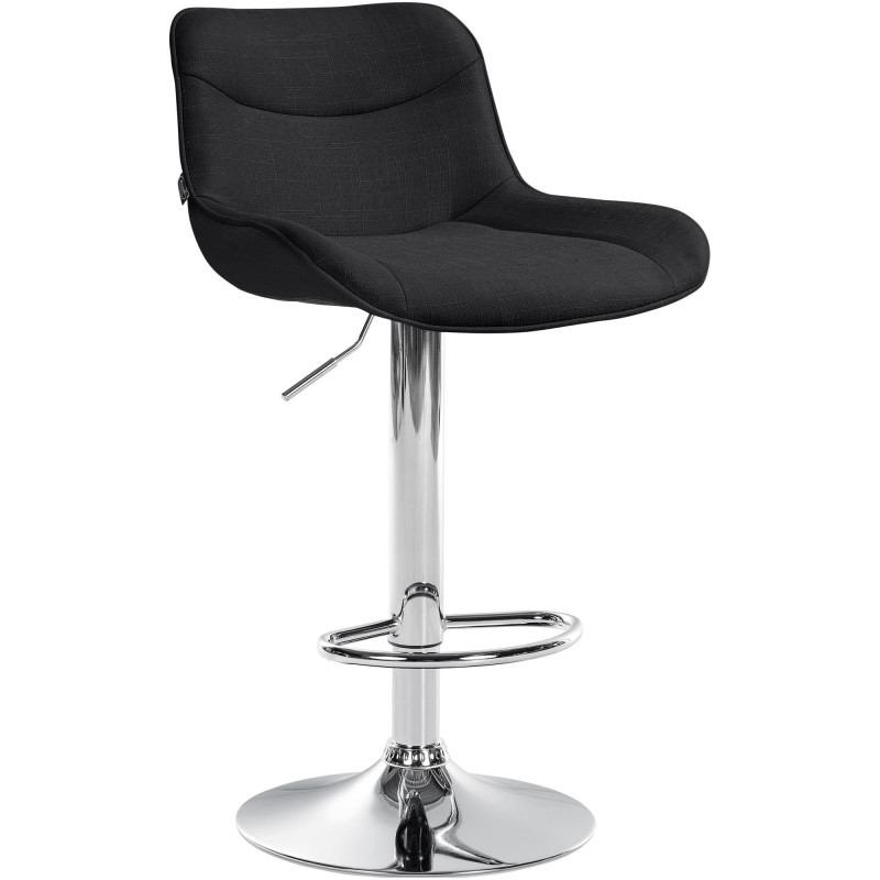 Tabouret de bar design en Tissu Noir Métal Argenté Fylven - 1