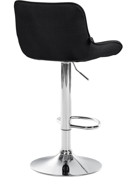 Tabouret de bar design en Tissu Noir Métal Argenté Fylven - 4