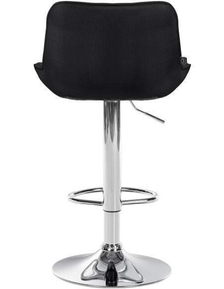 Tabouret de bar design en Tissu Noir Métal Argenté Fylven - 5