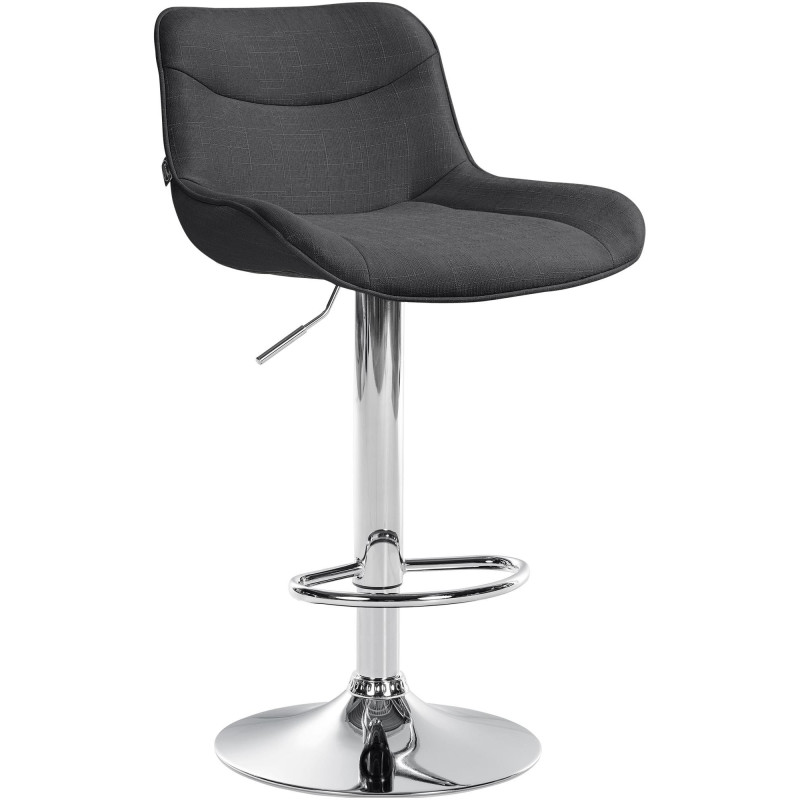 Tabouret de bar design en Tissu Gris foncé Métal Argenté Fylven - 1