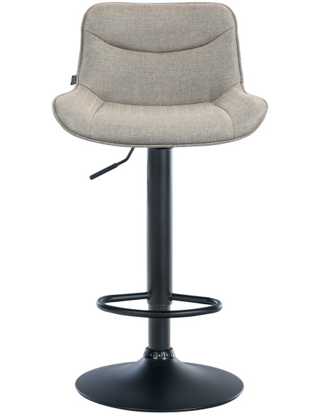 Tabouret de bar design en Tissu Taupe Métal Noir Fylven - 2