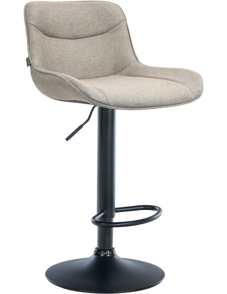 Tabouret de bar design en Tissu Taupe Métal Noir Fylven - 1