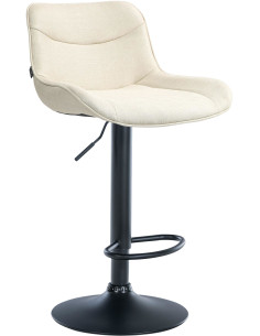 Tabouret de bar design en Tissu Blanc crème Métal Noir Fylven - 1